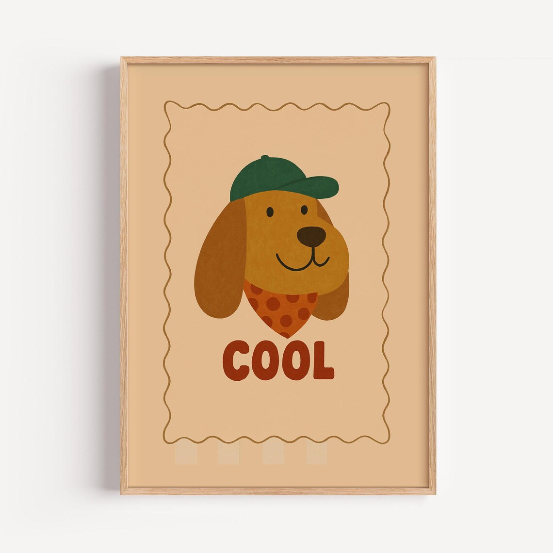 Cool Dog with Cap and Bandana Retro Kids Illustration Poster