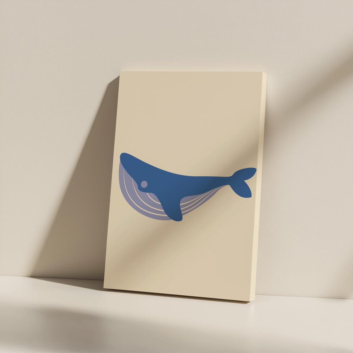 Minimalist Blue Whale Ocean Sea Creature Nursery Coastal Art Print