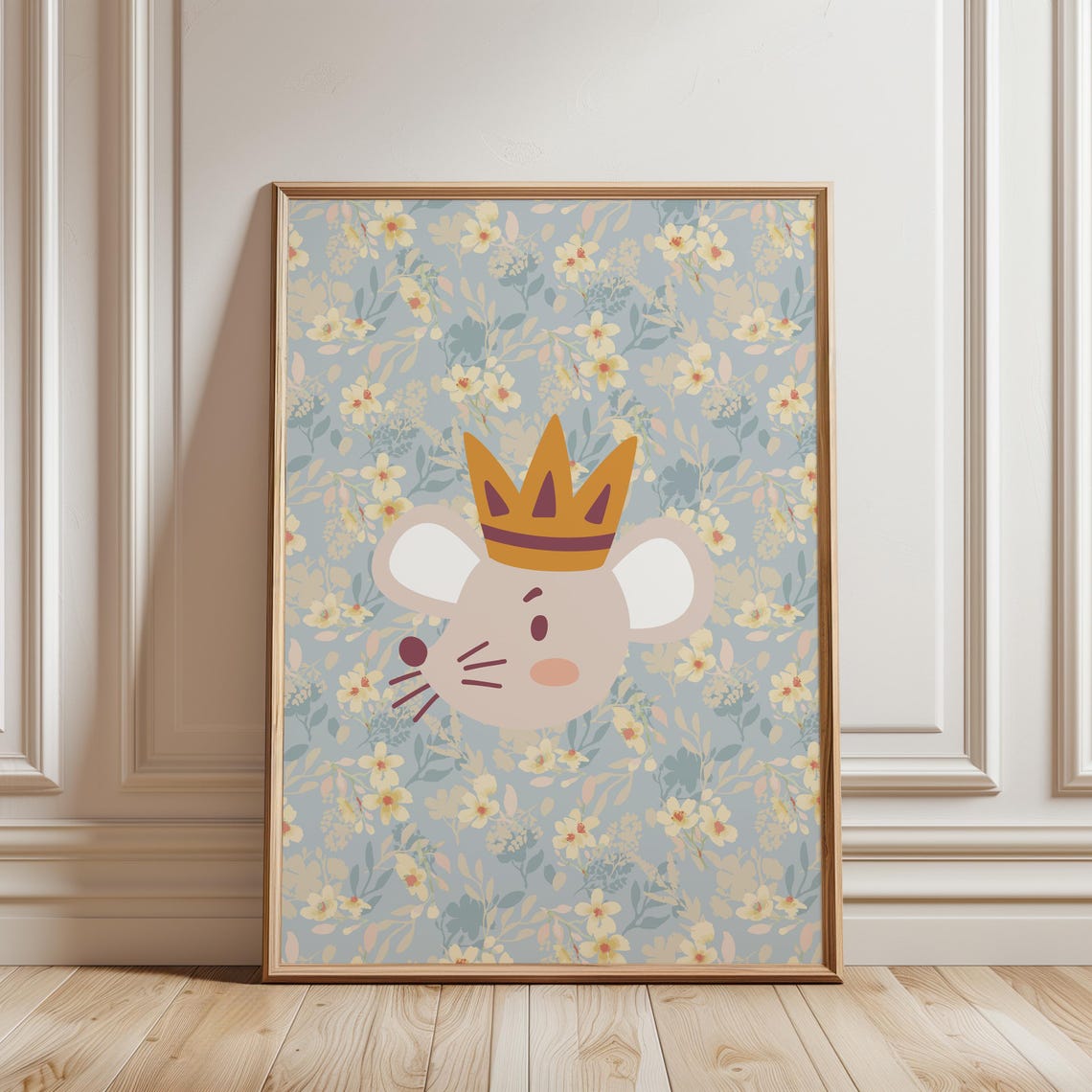 Mouse King Art Print Whimsical Floral Nursery Decor
