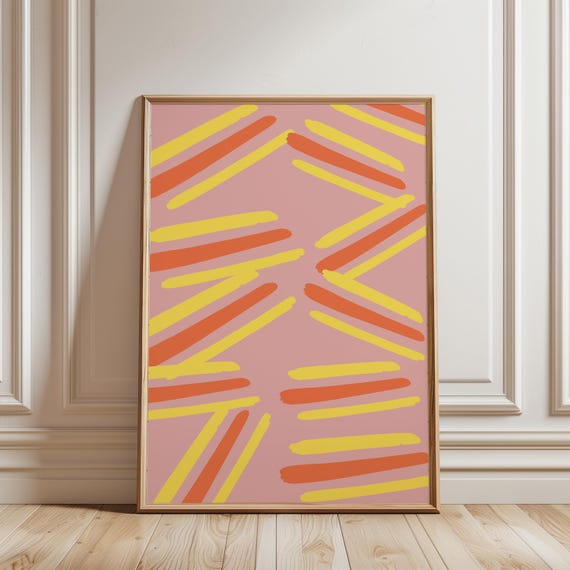 Abstract Zigzag Pattern Print Bold Colorful Minimalist Art For Modern Wall Decor
