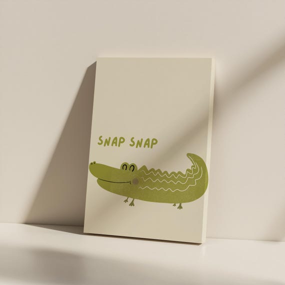 Playful Crocodile Canvas Print Nursery Kids Room Decor Unframed