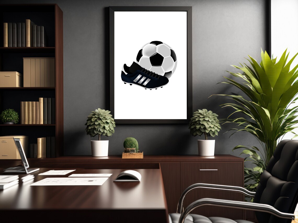 Soccer Ball and Cleat Graphic Sports Wall Poster for Teen Rooms - Image 3