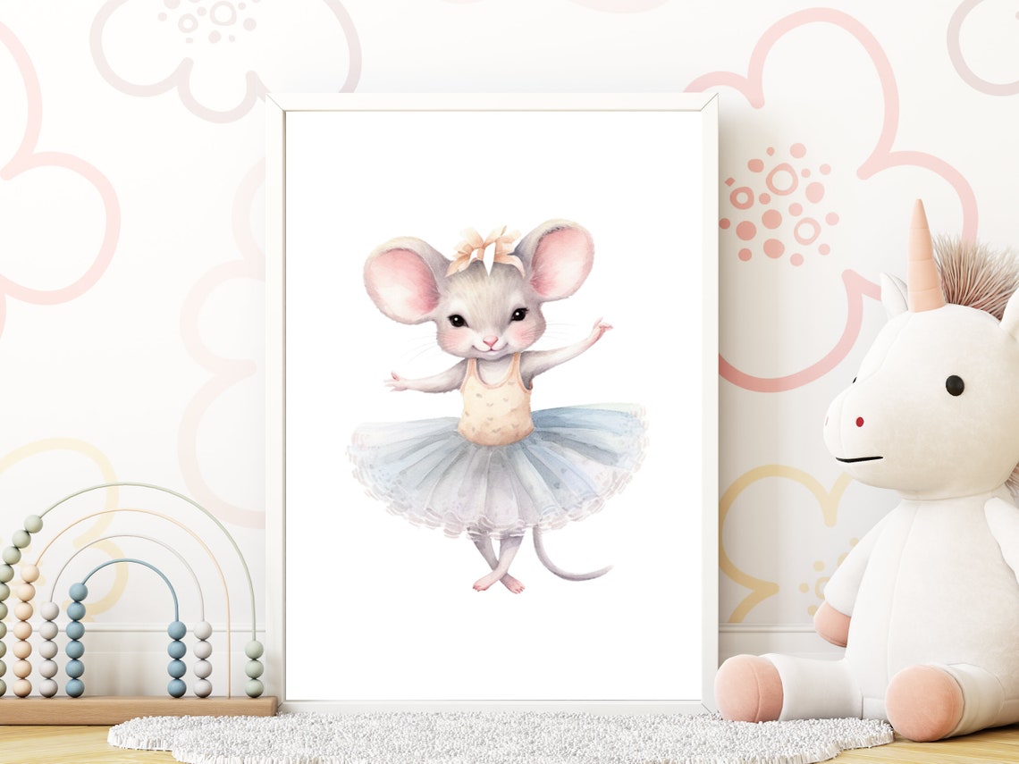 Ballerina Mouse Nursery Wall Art Sweet Ballet Dancer Print Pink Girls Room Wall Decor Girl Baby Shower Gift Ballerina Animal Print Pdf - Image 4