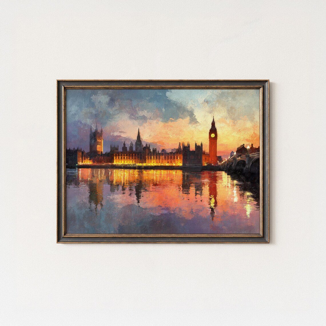 Big Ben Sunset London Houses of Parliament Oil Painting Poster
