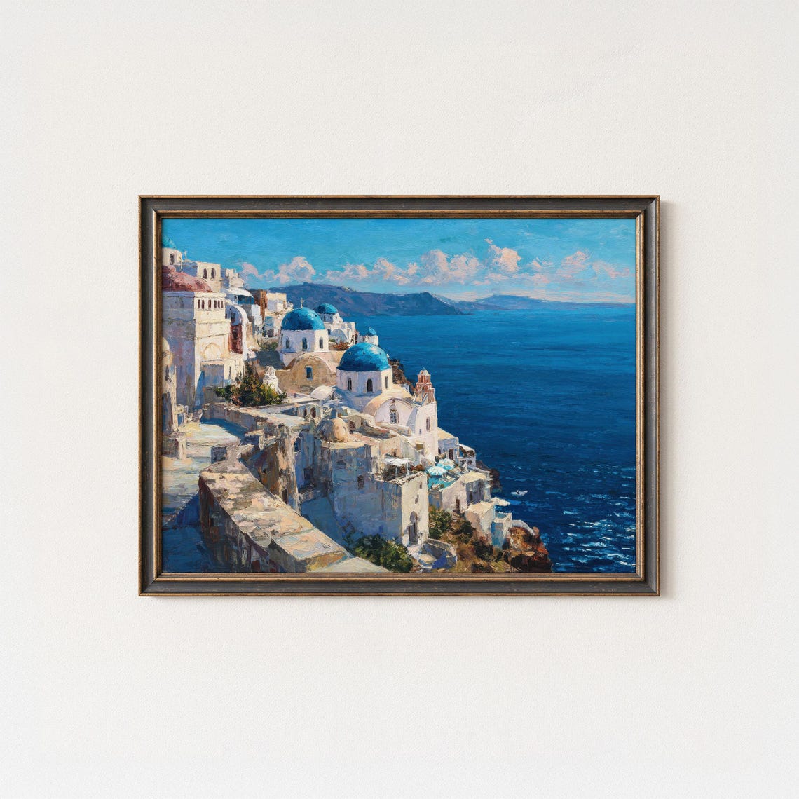 Santorini Greece Blue Domes Whitewashed Cliffs Aegean Sea Poster