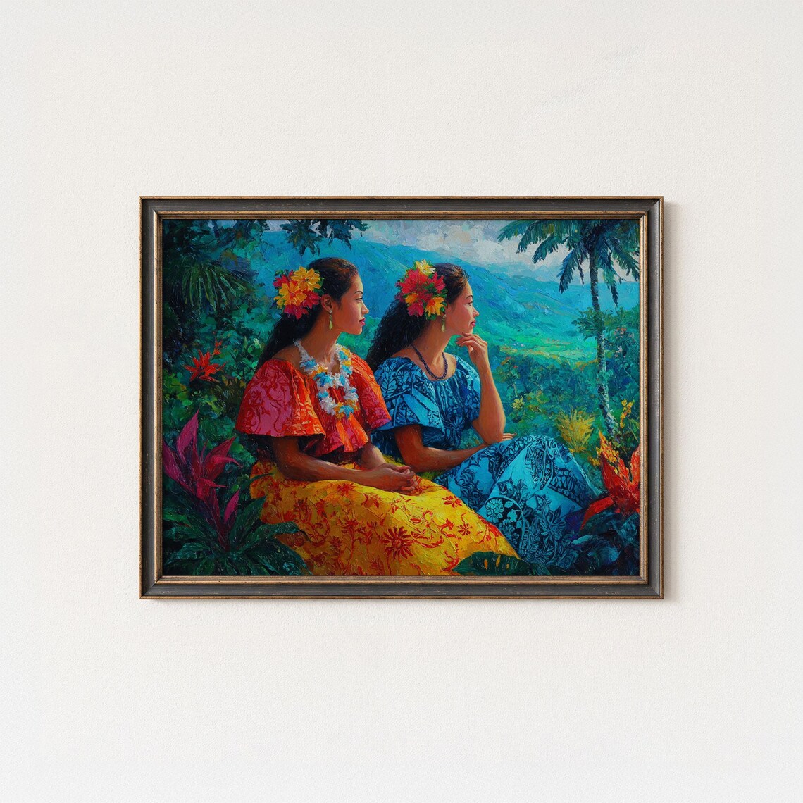 Tahitian Women Tropical Jungle Gauguin Style Island Portrait Poster