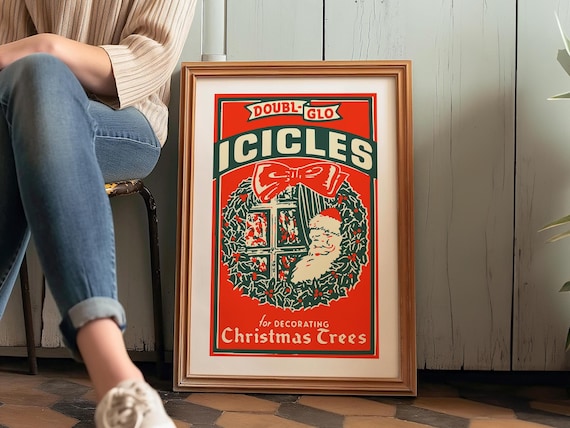 Icicles Retro Christmas Print, Holiday Kitchen Decor