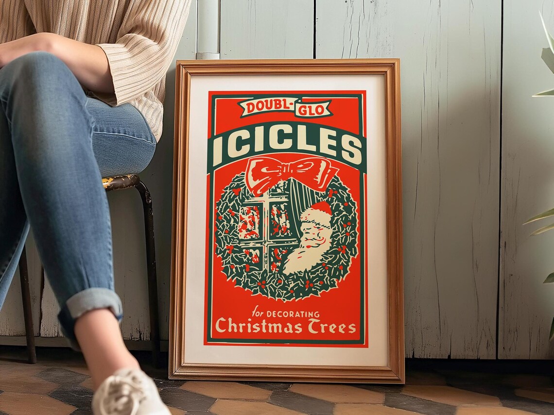 Icicles Retro Christmas Print, Holiday Kitchen Decor