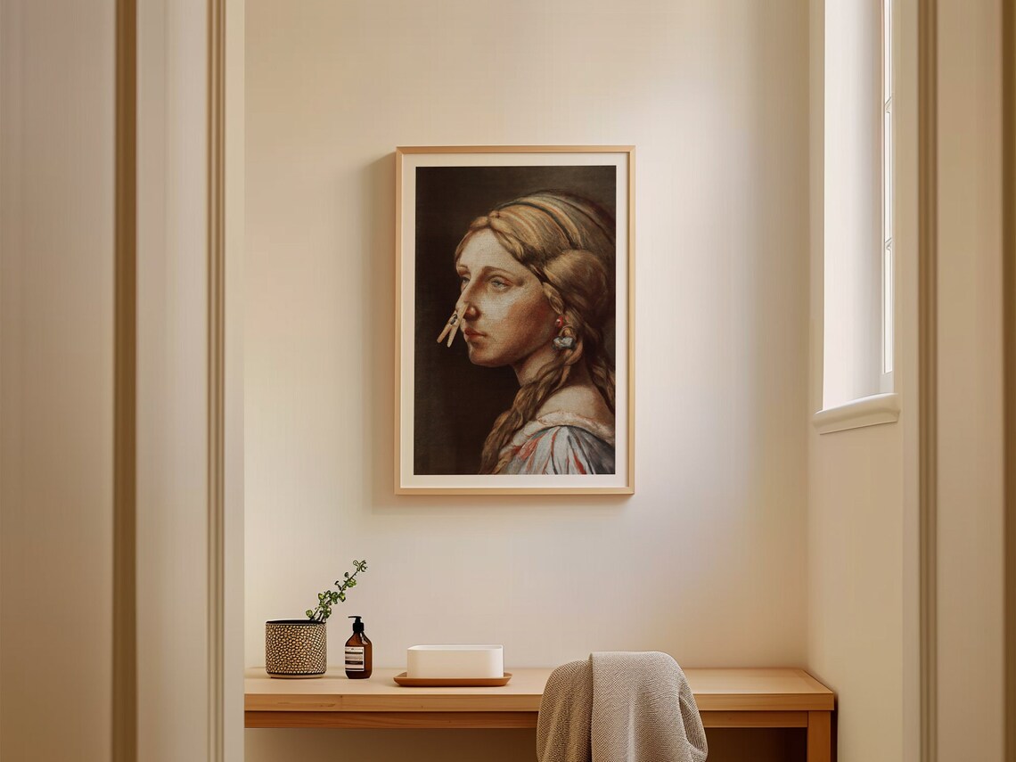 Lady Painting Bathroom Humor Vintage Mid-Century Print - Image 2