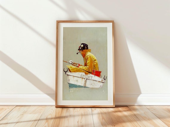 Retro Fishing Print Vintage Fishing Poster Gift For Fisherman Lake House Wall Decor Cabin Wall Art Outdoorsy Dad Gift For Him