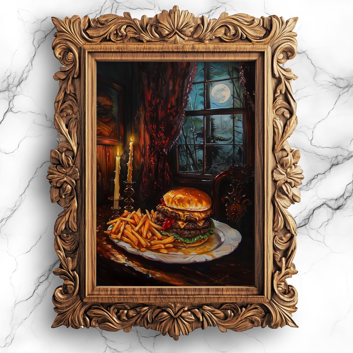 Cheeseburger Art Print, Kitchen Wall Decor