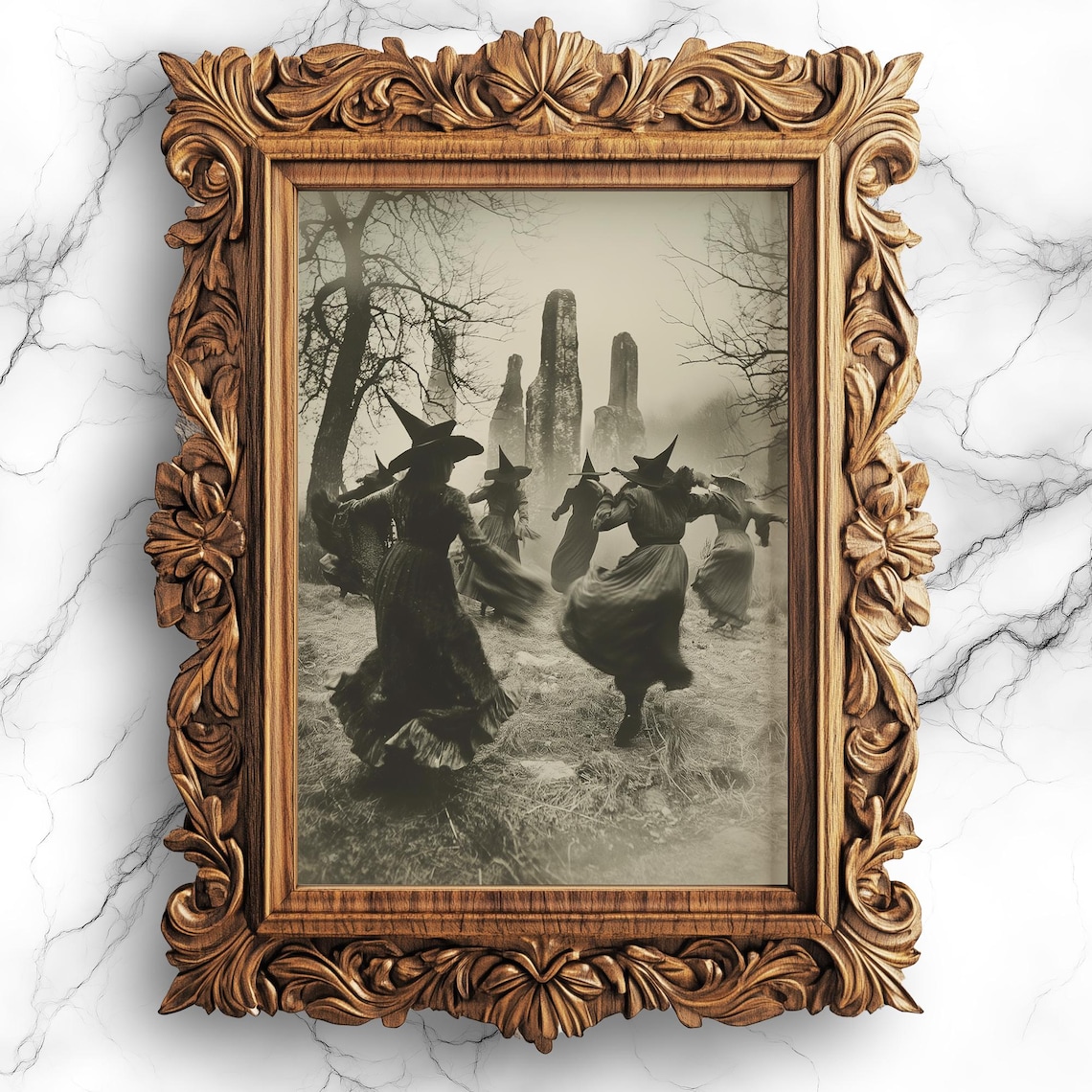 Witchy Vintage Poster, Witches Dancing at Stone