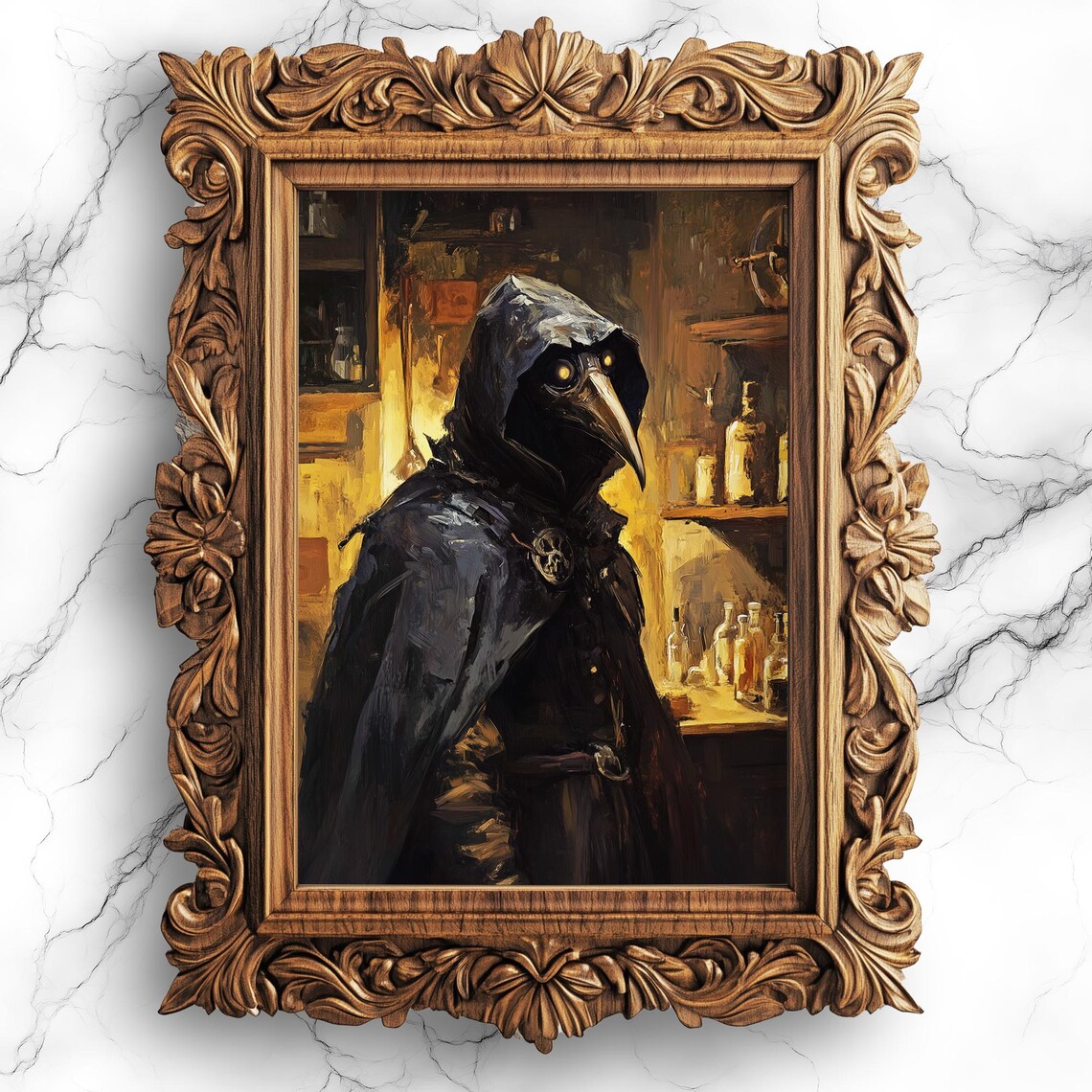Plague Doctor Dark Gothic Oil Painting Medieval Medical Art Poster