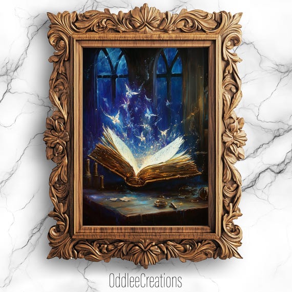 Dark Academia Fairy Tale Art Fantasy Magic Book Illustration Gothic For Home Library Bookworm Gift Prt80