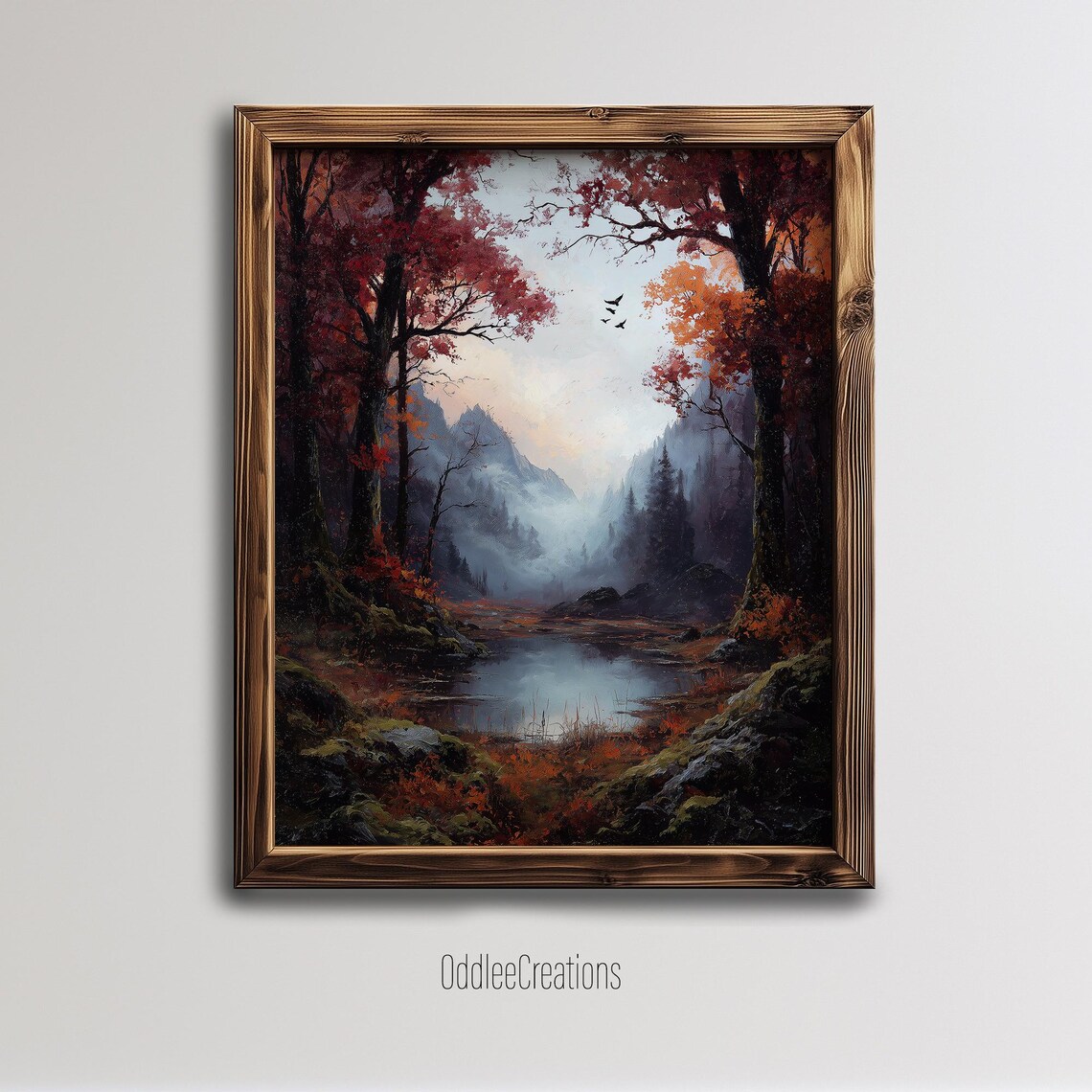 Fall Gothic Forest Scene, Dark Academia Art Print
