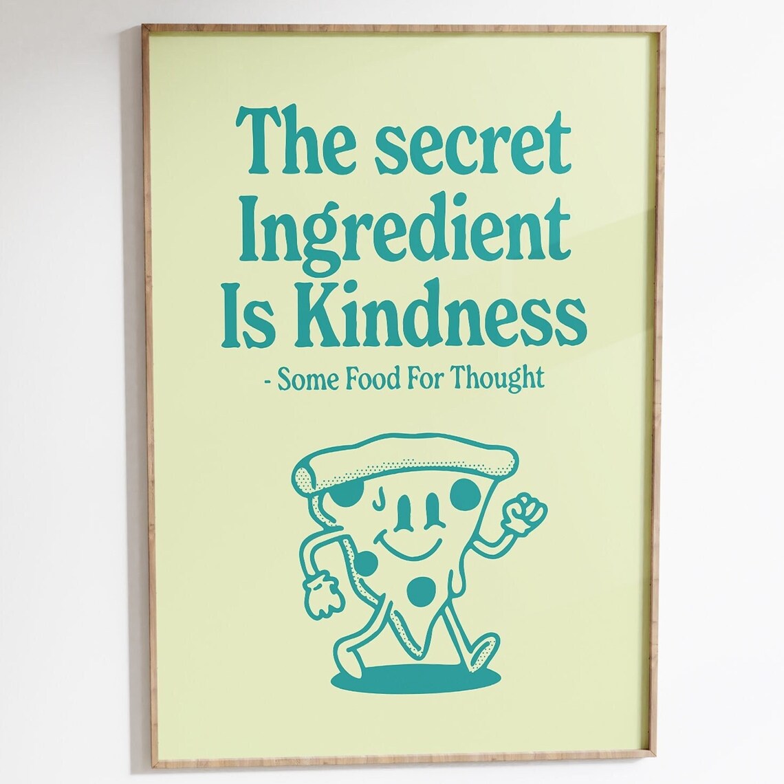 Kindness Quote Retro Character Art Teal Poster