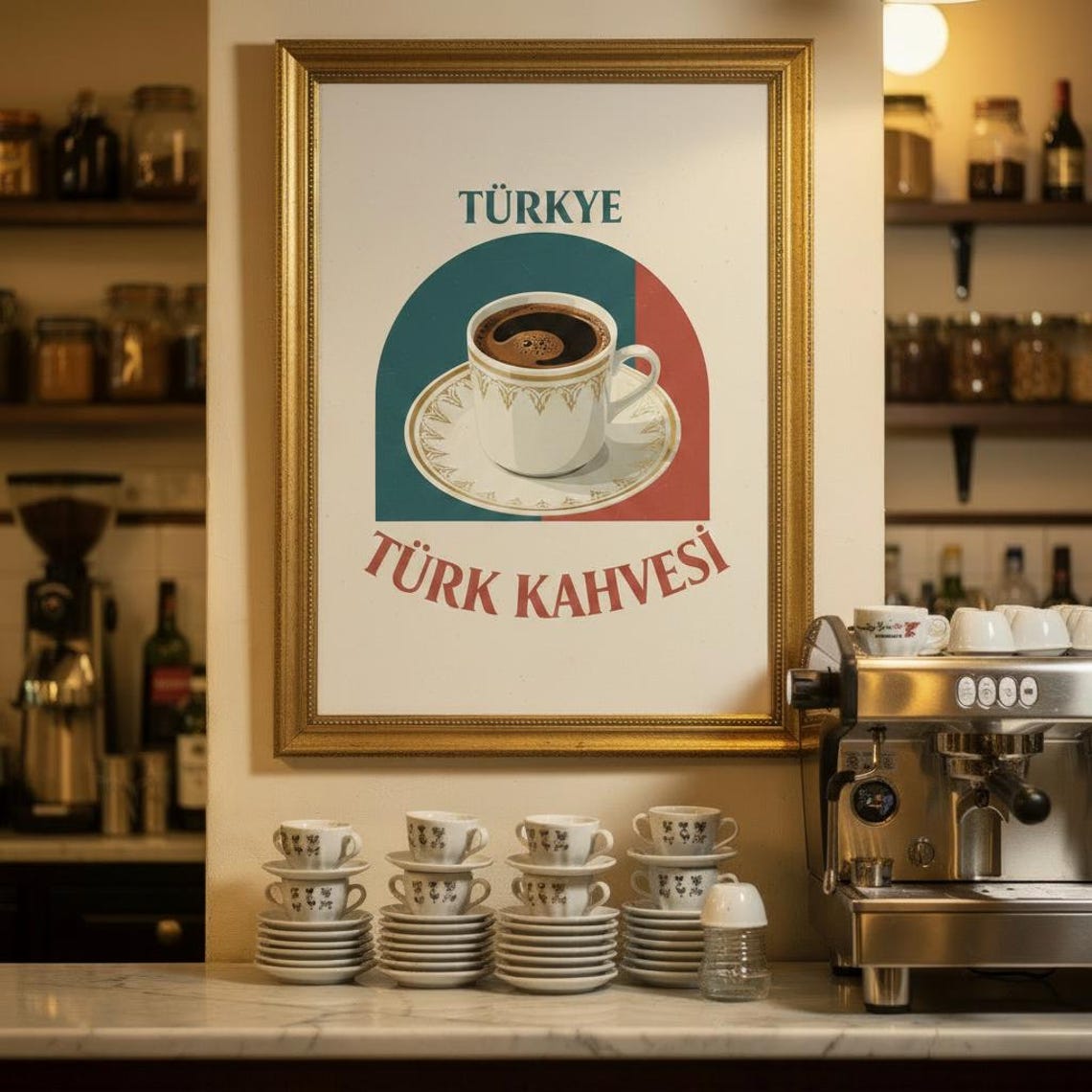 Turkiye Turk Kahvesi Vintage Turkish Coffee Cup Cafe Art Poster