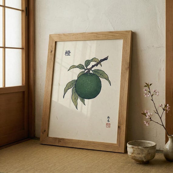 Japanese Citrus Fruit Print Edo Period Botanical Art Japandi Decor