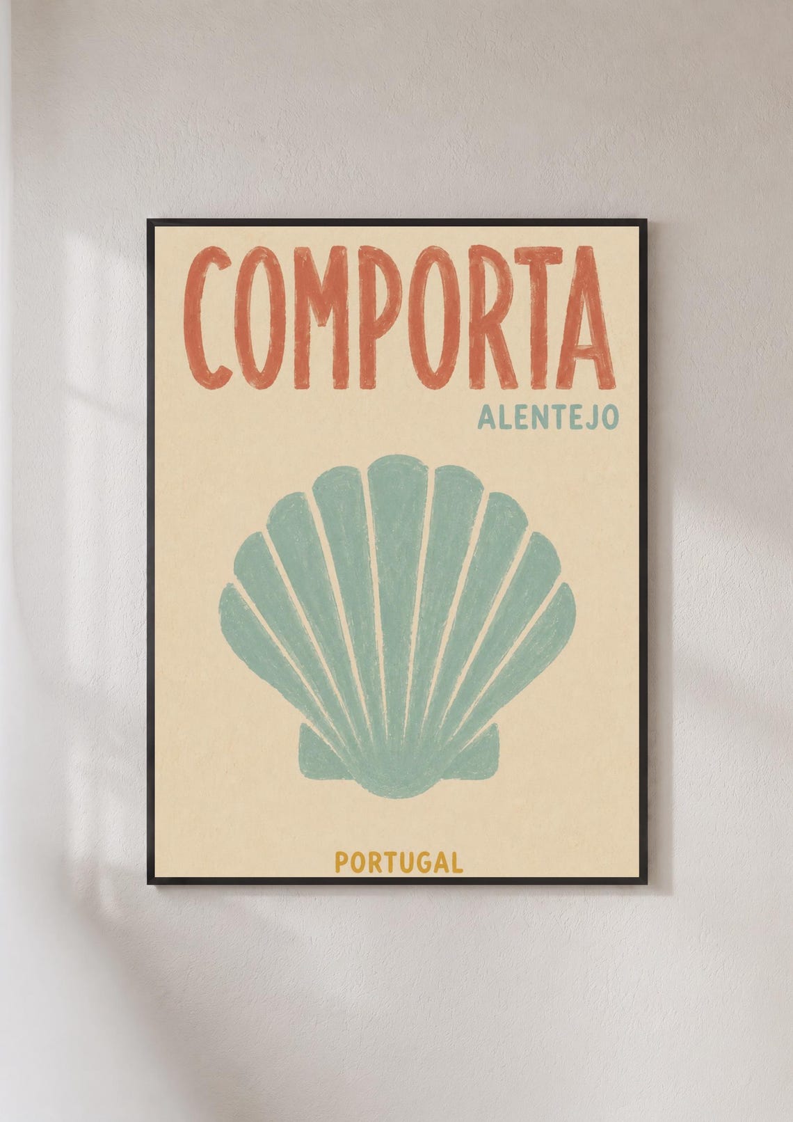 Comporta Alentejo Portugal Retro Travel Poster Scallop Shell Beach