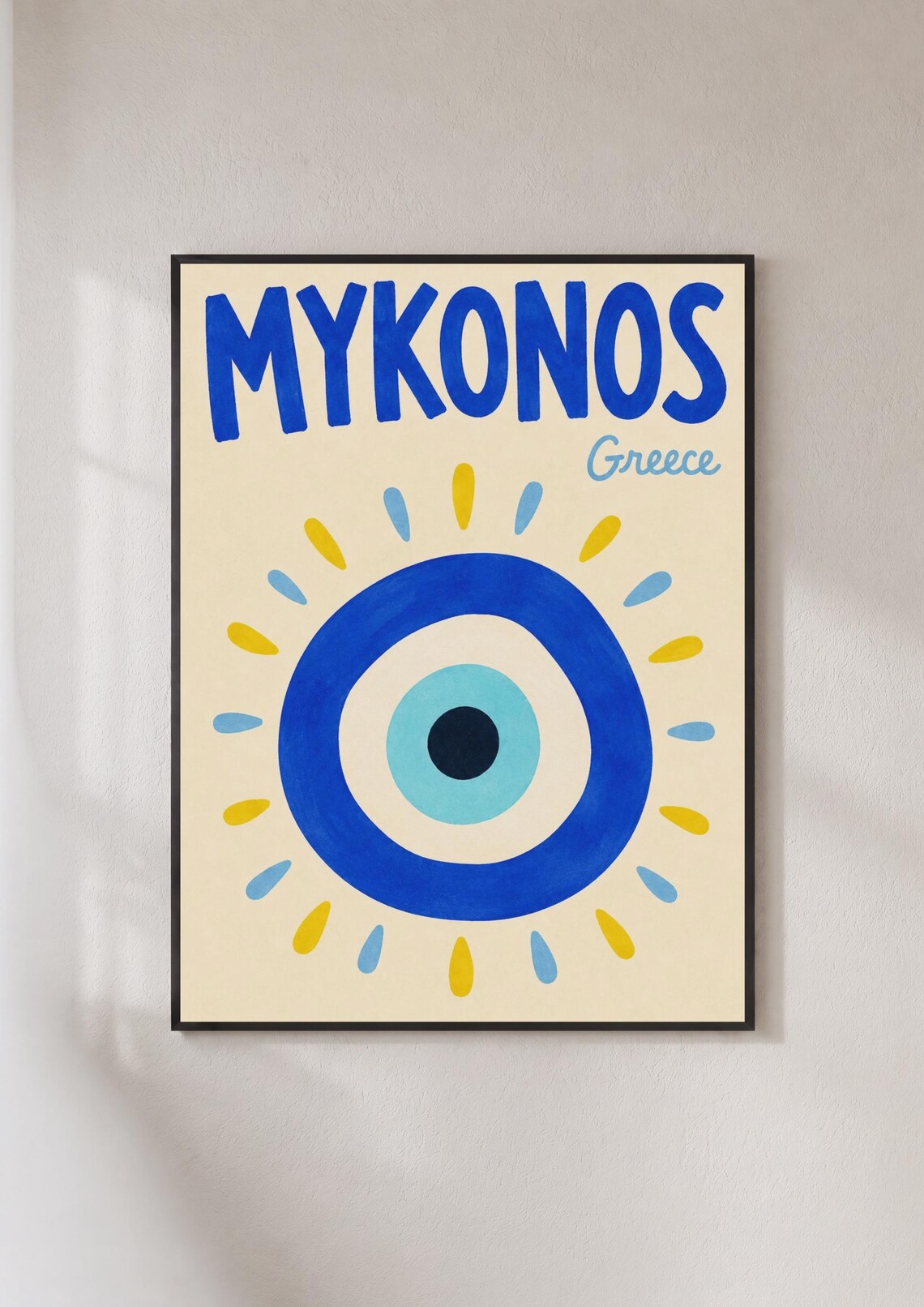 Mykonos Greece Evil Eye Travel Poster