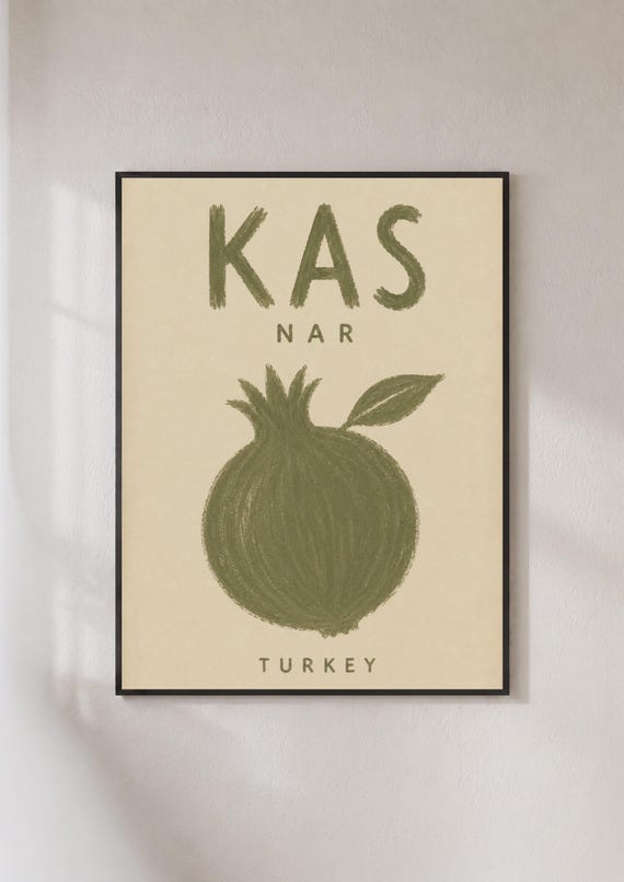 Kas Turkey Pomegranate Nar Poster, Minimalist Travel Poster