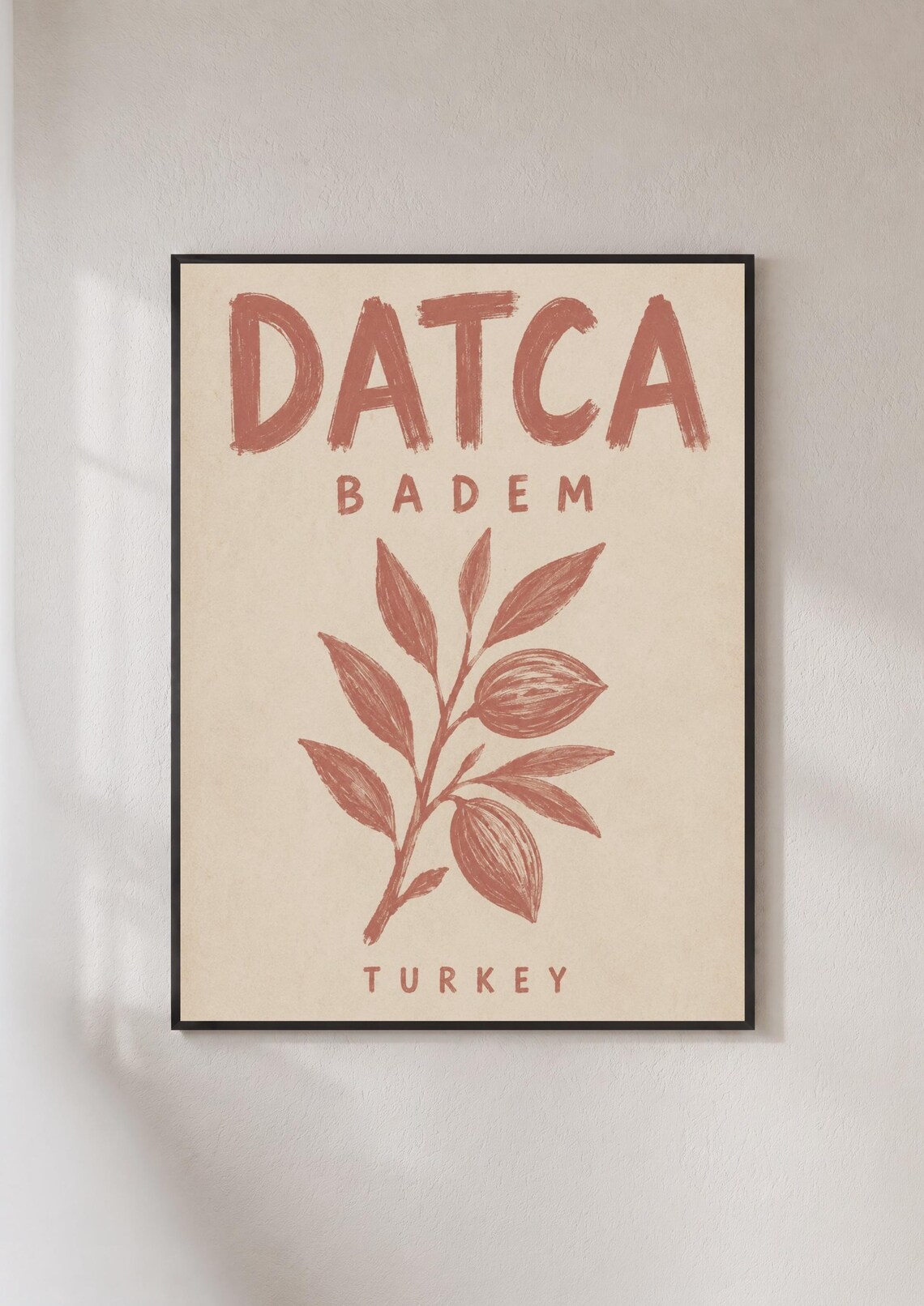 Datca Badem Turkey Travel Poster Vintage Almond Botanical Floral Art