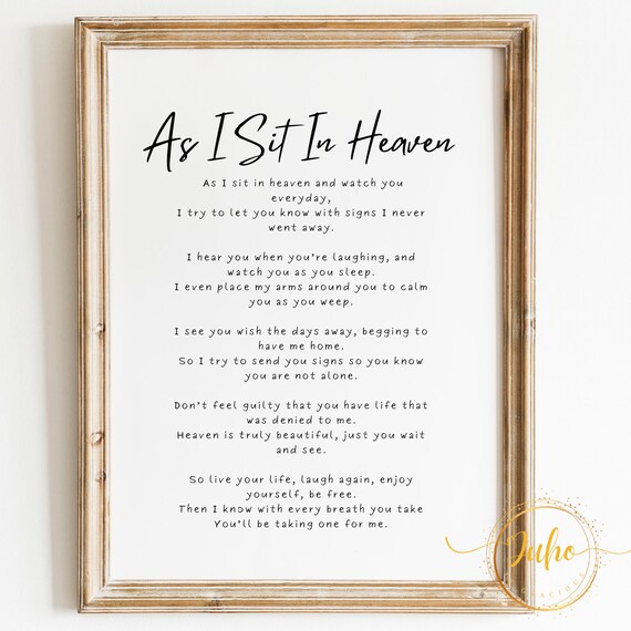As I Sit In Heaven Poem, Baptism Gift