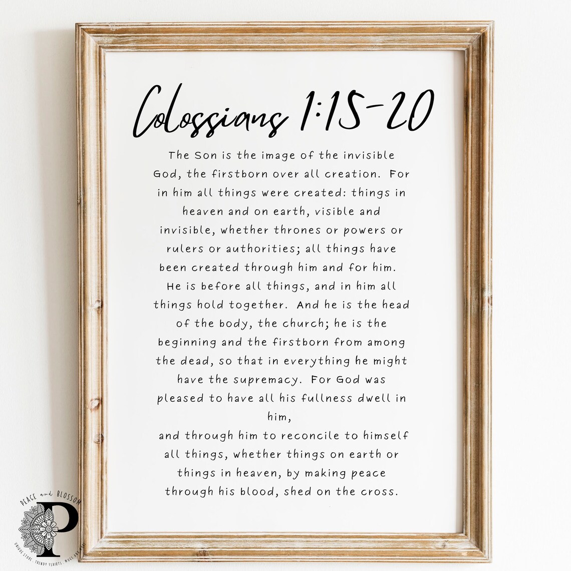 Colossians 1:15-20 Scripture Blessing Art Print