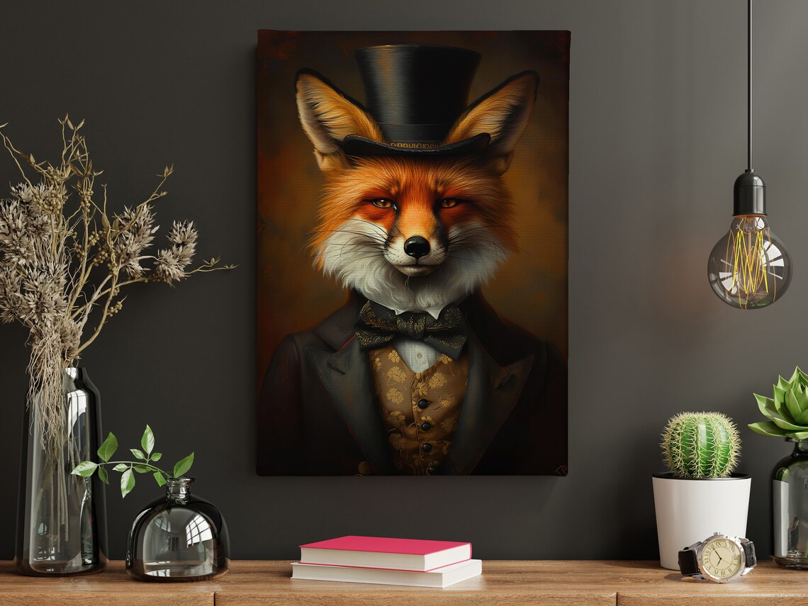 Vintage Renaissance Fox Portrait, Gothic Art Print - Image 2