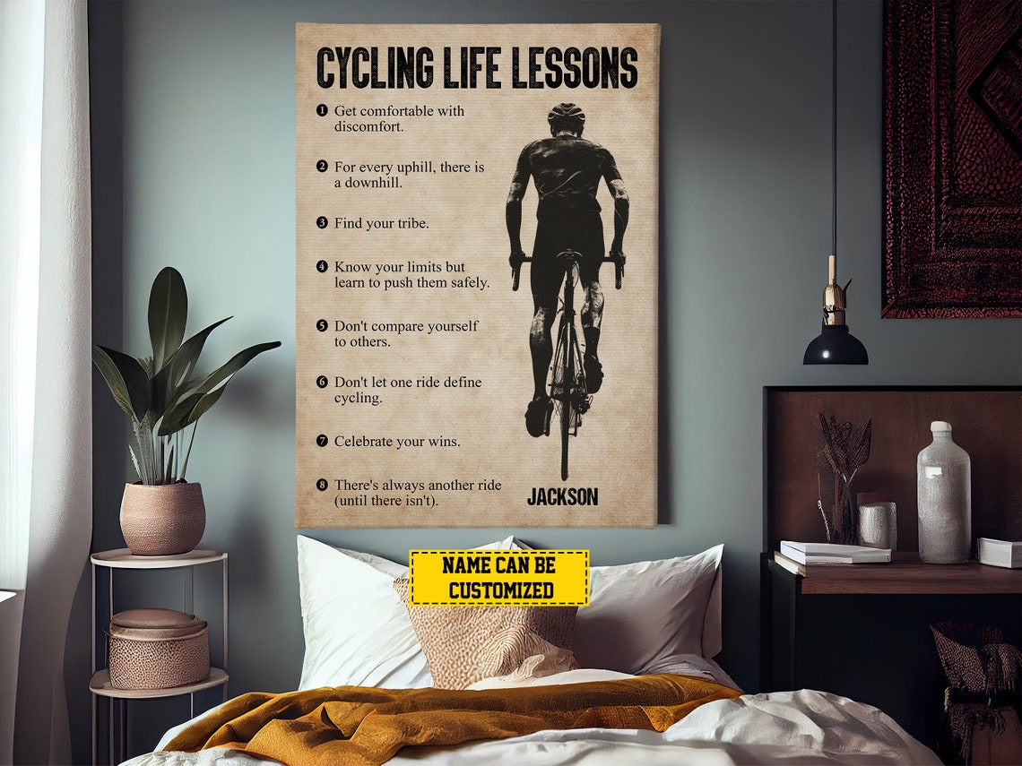 Cycling Life Lessons Personalized Print Cycling Poster Print Cycling Gift For Boy Man - Image 2