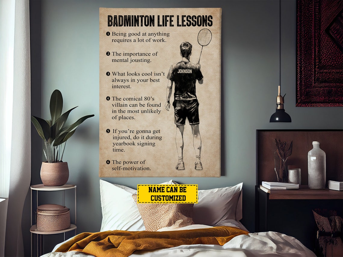 Badminton Life Lessons Personalized Print Badminton Poster Print Badminton Gift For Boy Son - Image 3