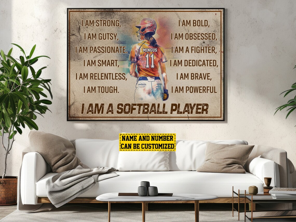 Vintage Baseball Personalized Art Print for Girls & Women - Image 2