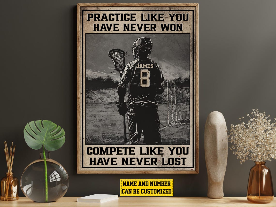Personalized Lacrosse Practice Compete Motivational Poster Gift - Image 6