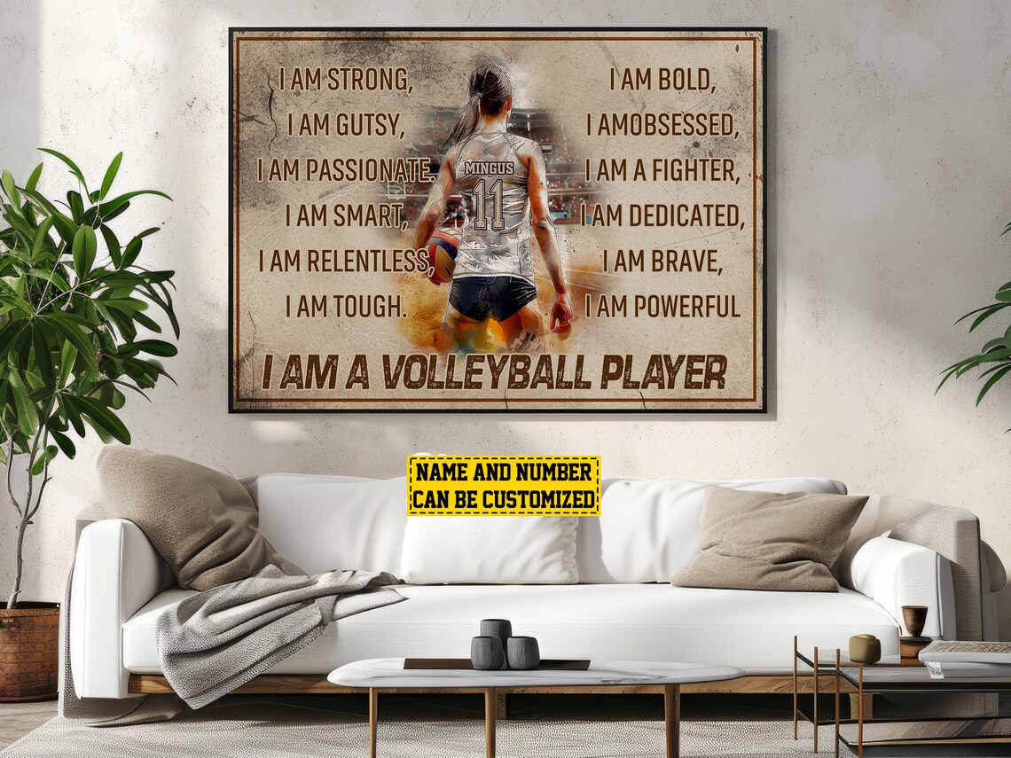 Volleyball Player Affirmations Personalized Poster Custom Name Number Wall Art - Image 3