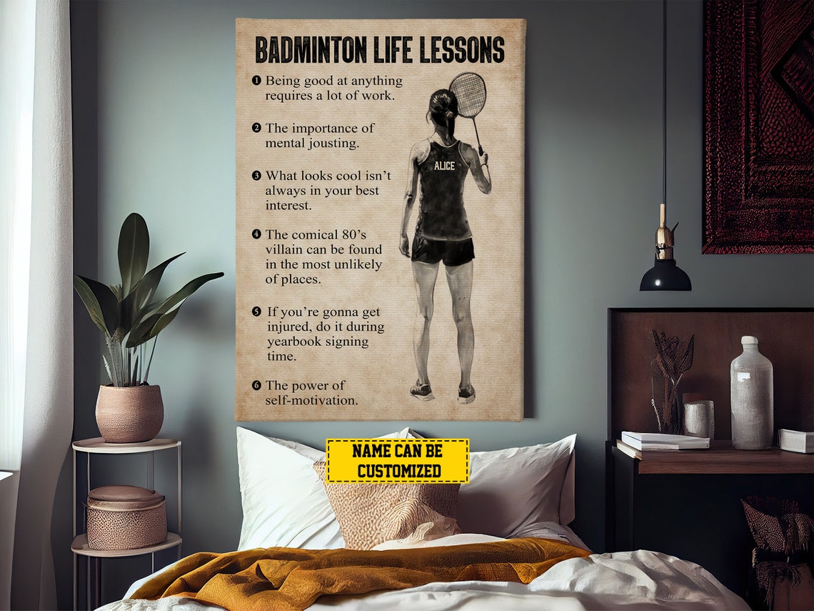 Badminton Life Lessons Personalized Vintage Female Player Poster - Image 3