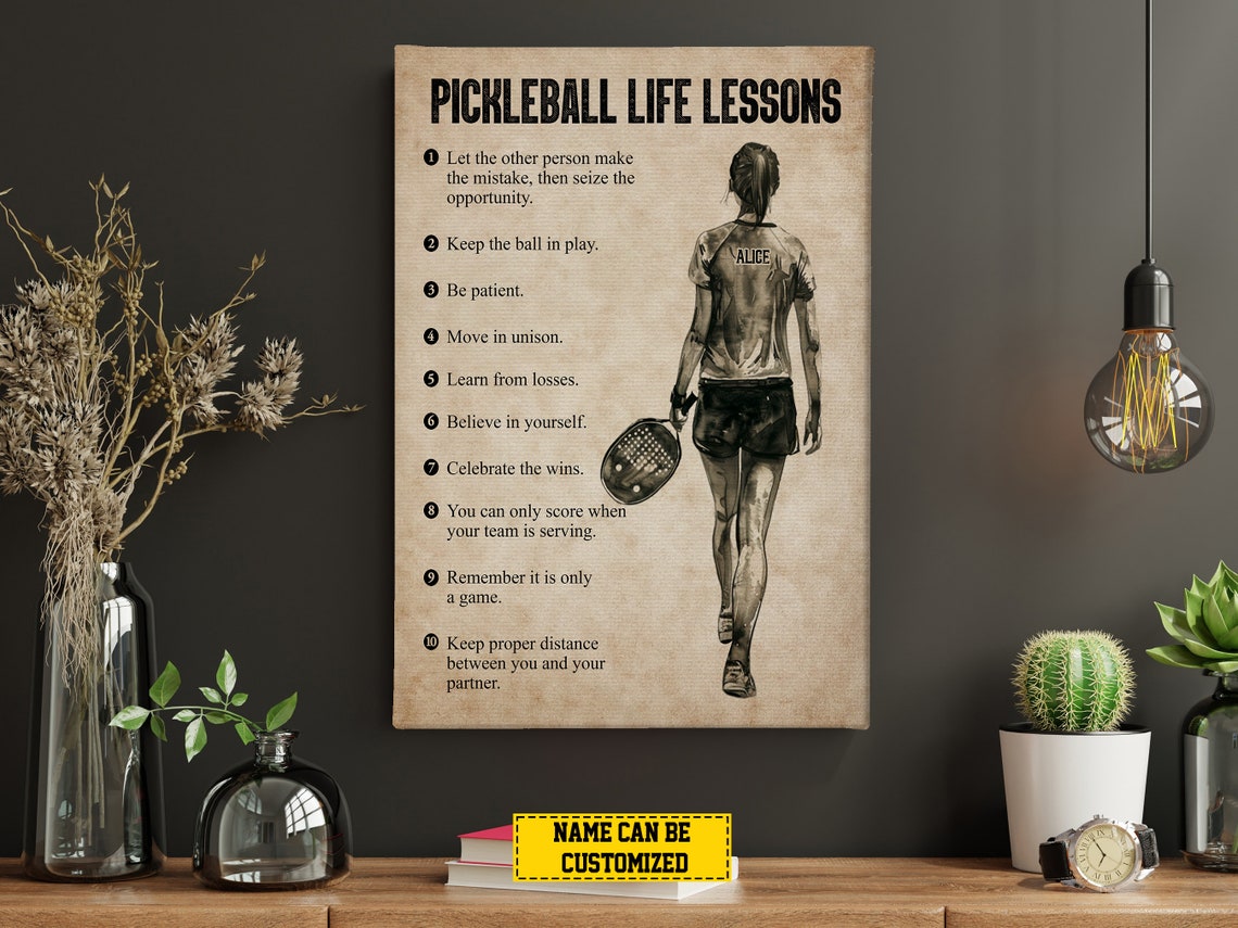 Pickleball Life Lessons Personalized Print Pickleball Poster Print Pickleball Gift For Girl Daughter - Image 4