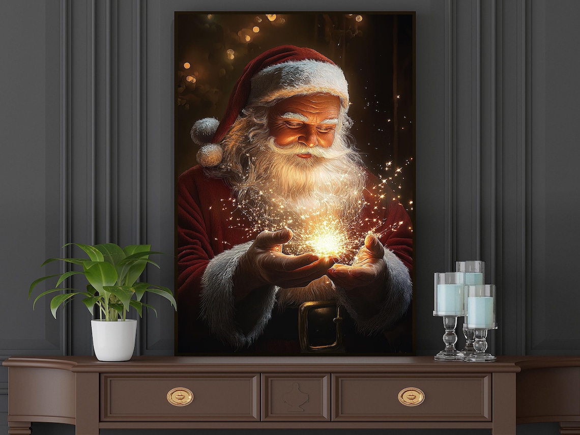 Vintage Santa Claus Wish Christian Cottage Poster Print - Image 4