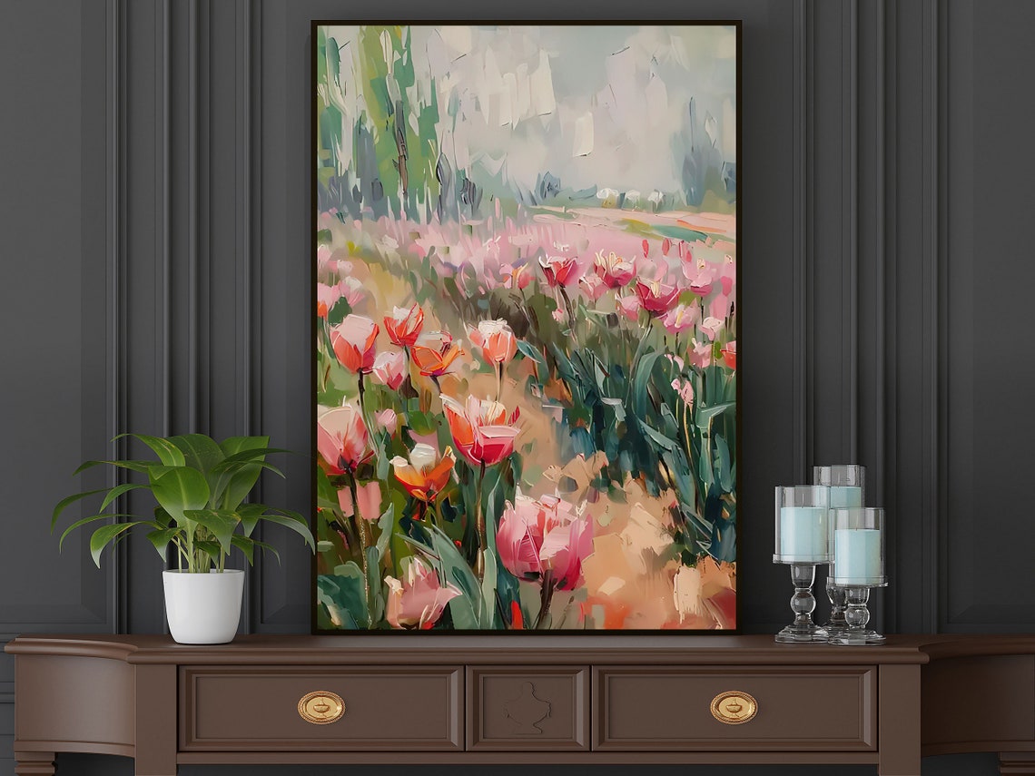 Vintage Tulips Garden Oil Painting Flowers Garden Art Print Flowers Print Botanical Wall Art Flowers Print - Image 5