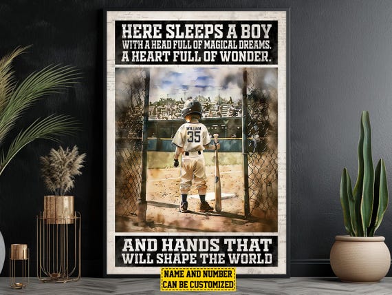 Baseball Player Boy Personalized Print Baseball Poster Print Softball Gift For Son Boys