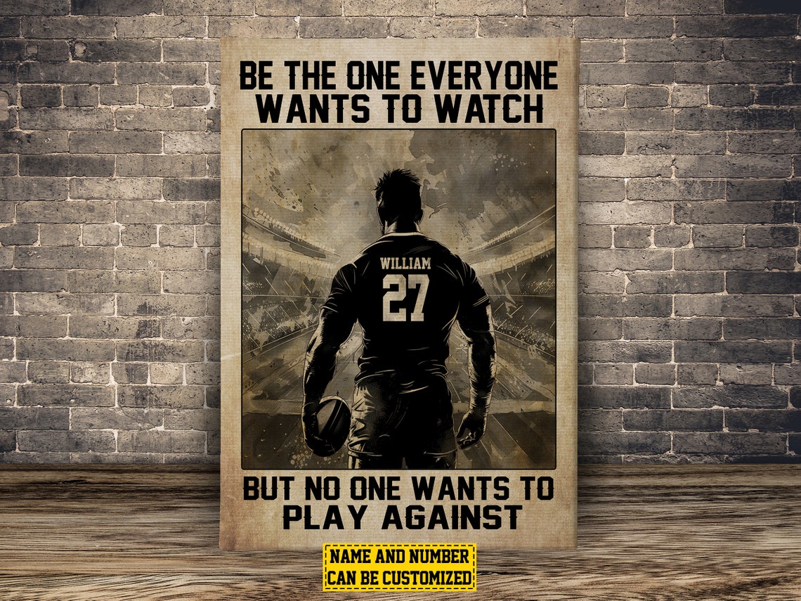 Personalized Football Motivational Quote Vintage Player Poster Gift - Image 2
