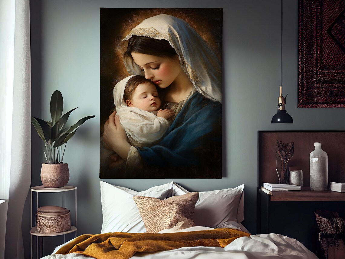 Mother Madonna and Jesus Catholic Wall Art Print - Image 4