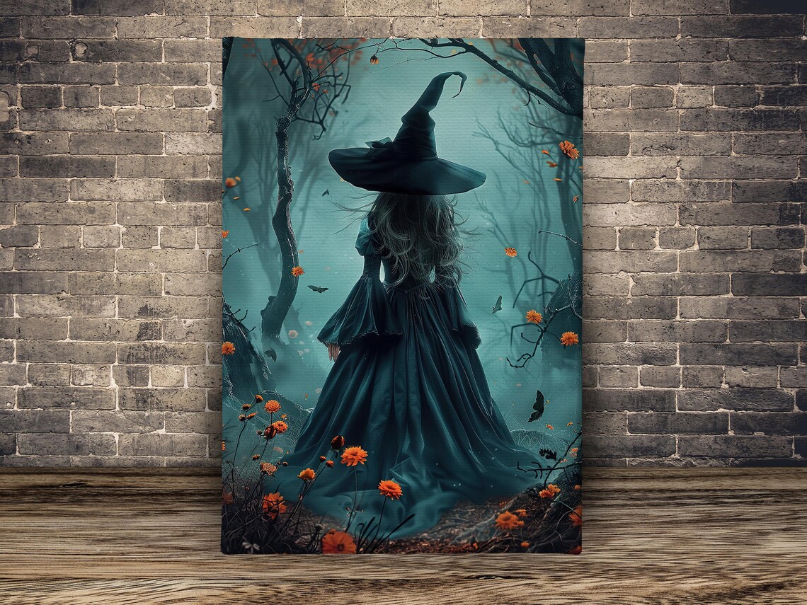 Dark Earth Witch in the Forest, Halloween Art Print - Image 2