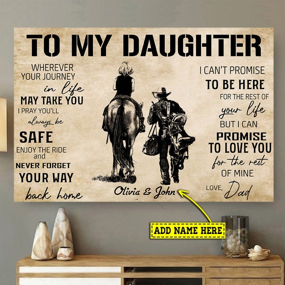 Personalized Cowboy Gift Wall Art For Daughter To My Daughter Cowboy Dads Gift For Birthday