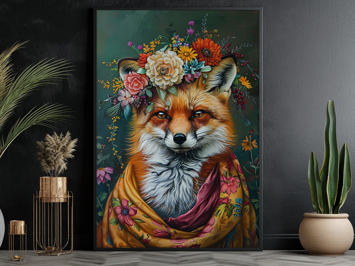 Vintage Floral Fox, Matisse-Inspired Poster Print - Image 3