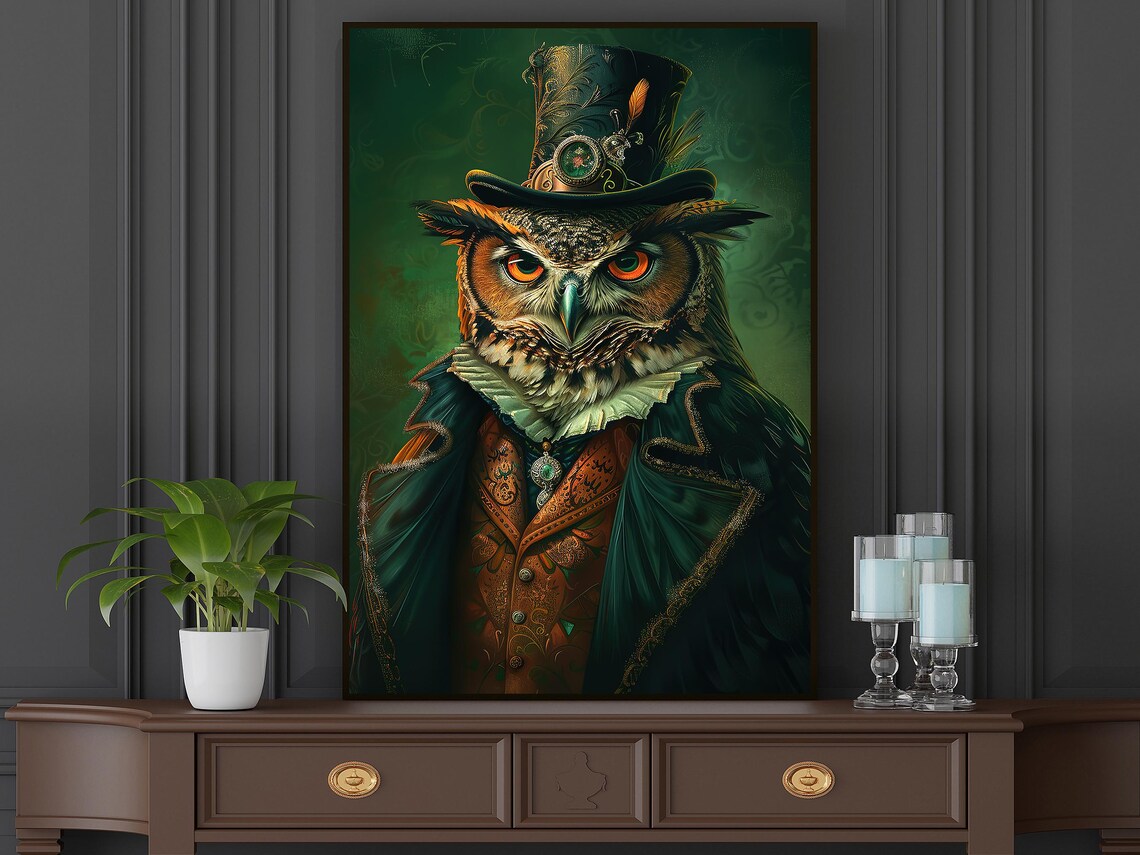 Gothic Owl In Suit Art Print, Dark Gentleman - Image 4