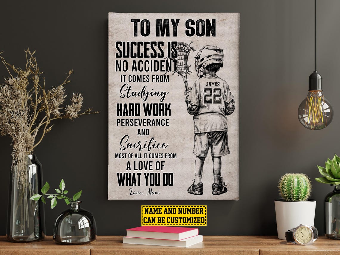 Lacrosse To My Son Personalized Print Lacrosse Custom Poster Print Lacrosse Gift For Boy Son - Image 4