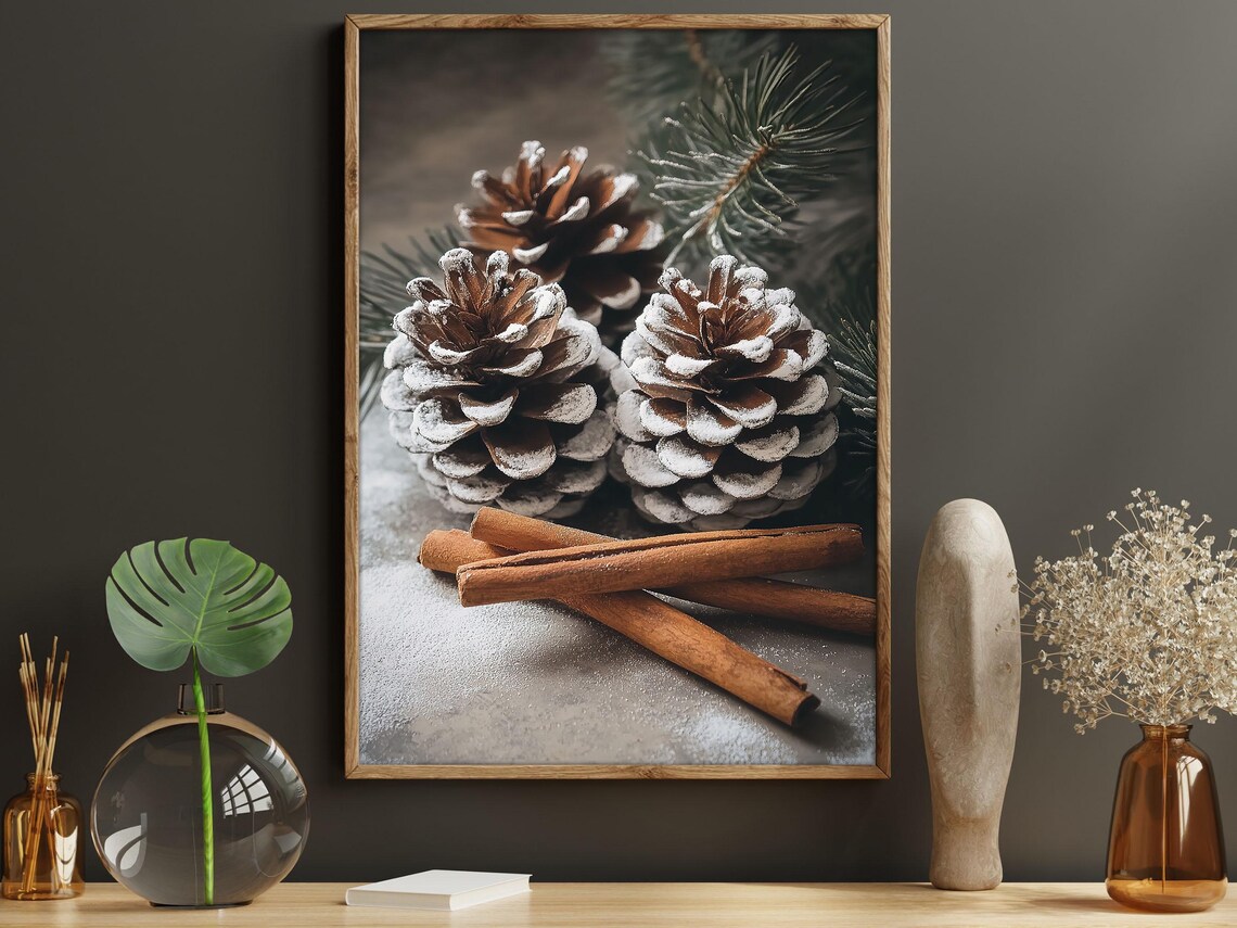 Vintage Pinecone Print, Cozy Christmas Poster - Image 5