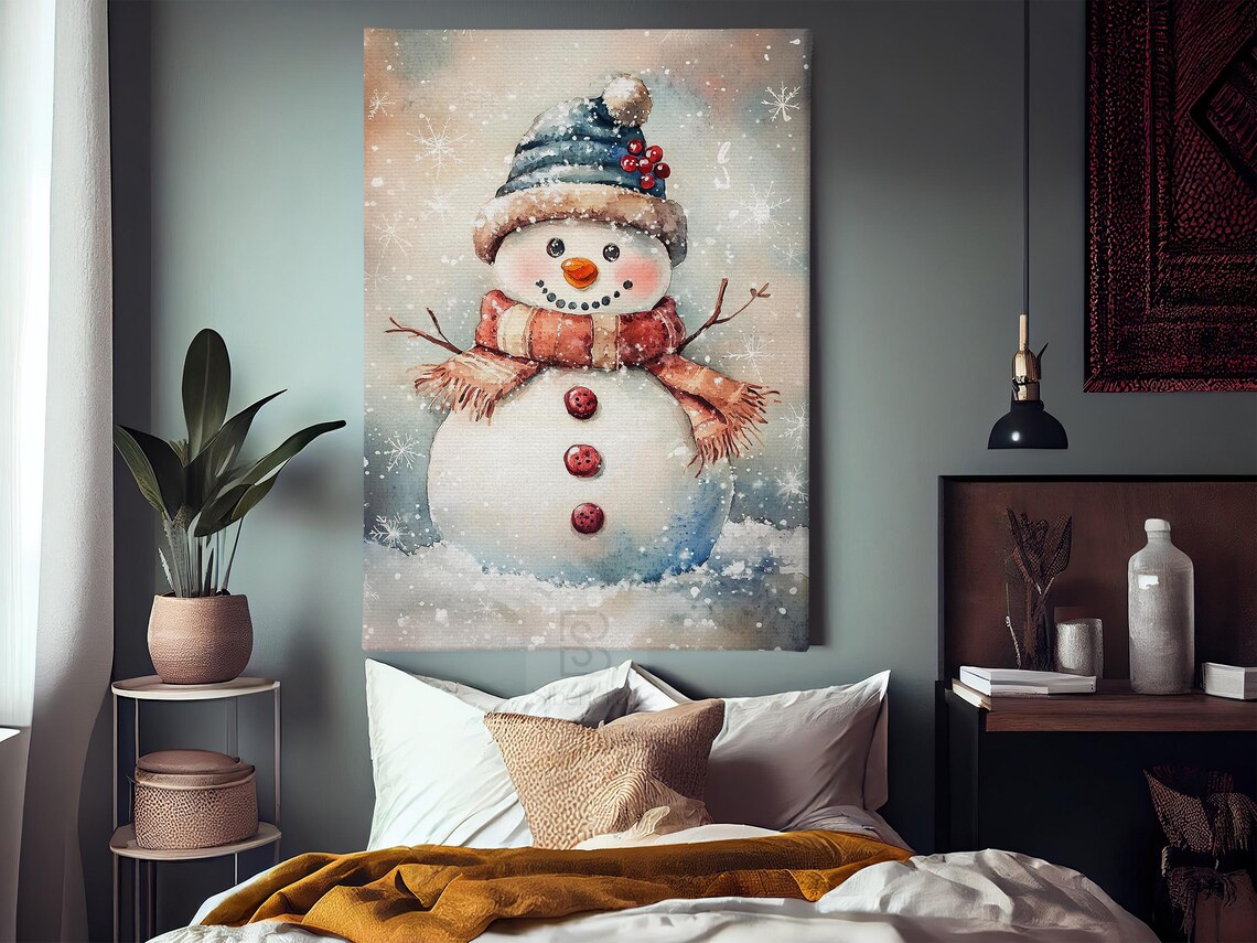 Vintage Snowman Christmas Holiday Poster Print - Image 4