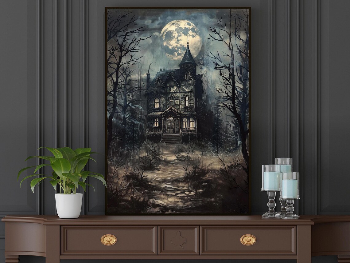 Dark Haunting House Spooky Castle Poster Print - Image 6