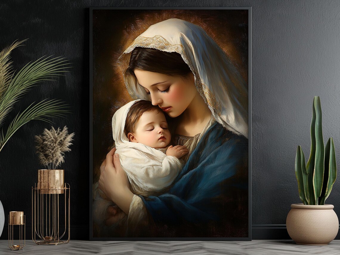 Mother Madonna and Jesus Catholic Wall Art Print - Image 6